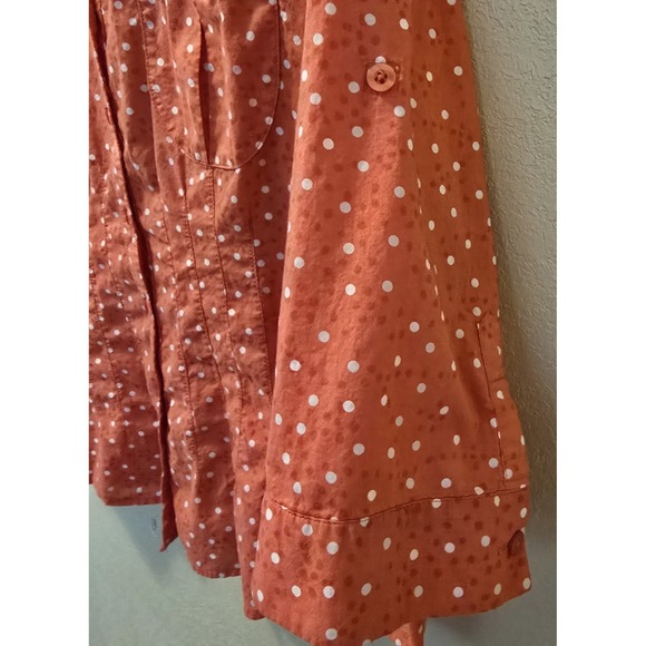 Coldwater Creek Womens PXL (18) Polka Dot Button Down Top Blouse Coral White - Picture 4 of 9